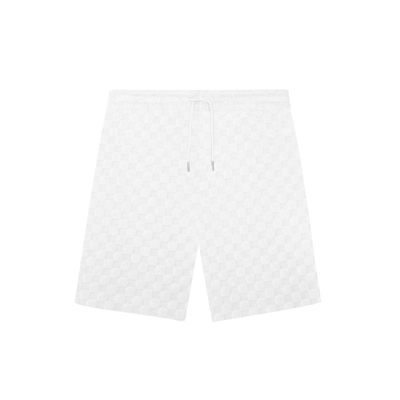 Herrenbekleidung Rundhals-Shirt Langarm-Shorts-Anzug lockerer lässiger Schachbrett-Sport-Zweiteiler_voghion.com