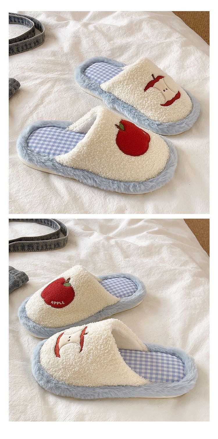 Zees Cartoon Cotton, Sapatos de maternidade quentes de pelúcia arco-íris para uso interno no outono e inverno, pantufas de casal com forro de lã para_voghion.com
