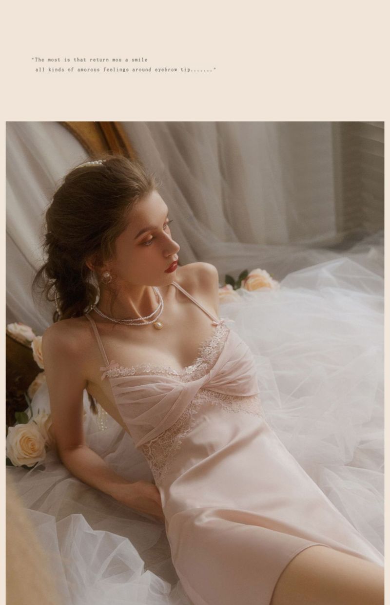 Eros Lab High-End Pure Desire Style Sexy Sommer-Nachthemd aus Eisseide mit erotischem Riemen für Damen, ideal für kleine Oberweite_voghion.com