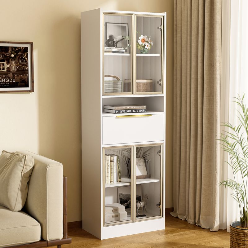 Hochschrank Weiß 60x180cm con 16 colores LED, Bluetooth, frente de cristal_voghion.com