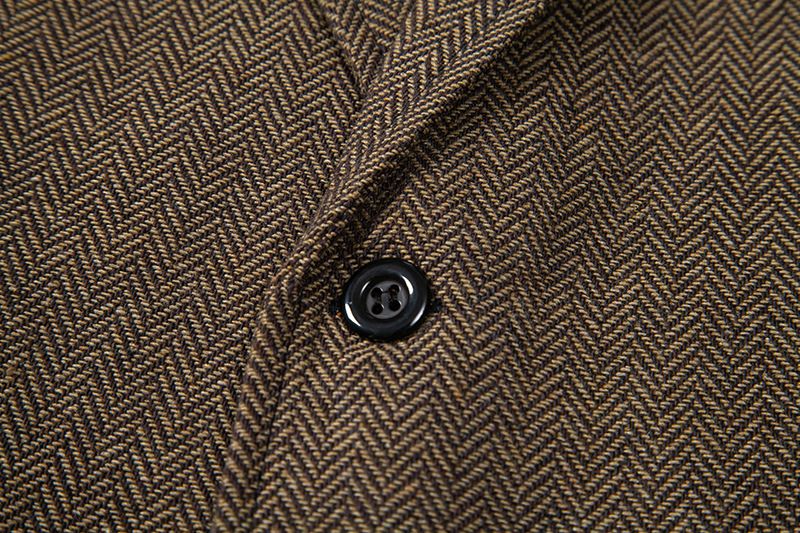 Herrenbekleidung Neue Herren Fischgräten-Tweed-Anzugweste Retro Einreihige Weste Herrenjacke_voghion.com