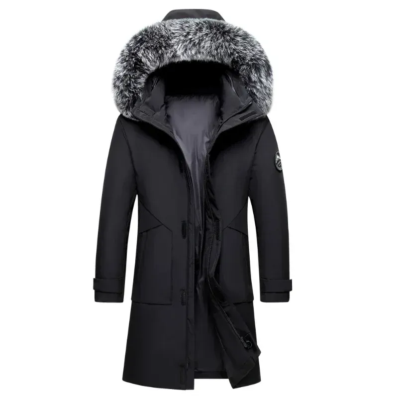 Herren Warm Weiße Enten Daunen Kapuzen Jacke Parkas Multi Taschen Mantel Männlich Winter Lange Männer Wind Dichte Daunen Jacke Mäntel_voghion.com