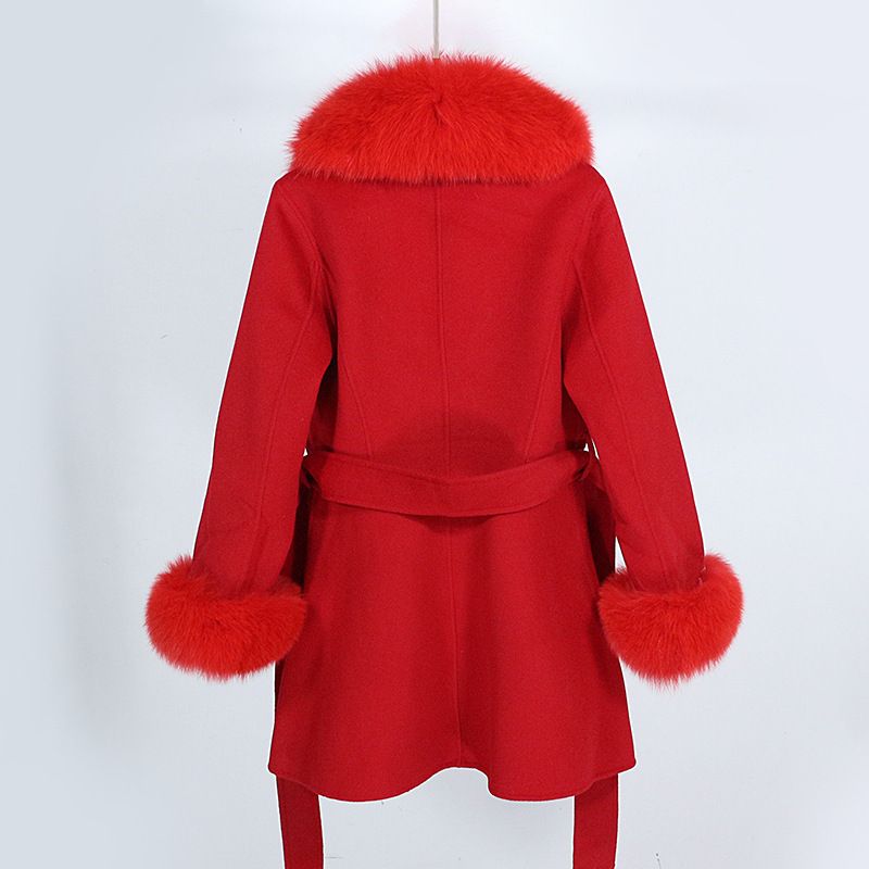 Women's Clothing new autumn and winter mid length thickened slim fit detachable collar wool coat_voghion.com