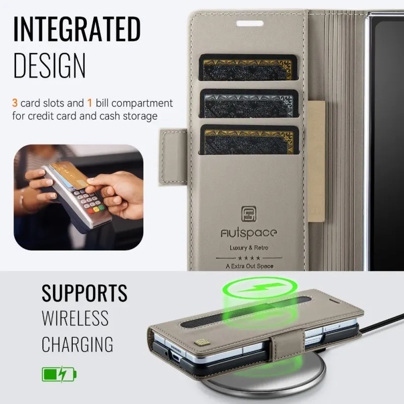 Custodia a portafoglio con portapenne per Samsung Galaxy Z Fold 6 5 Fold6 Fold5 5G, custodia in pelle con blocco RFID_voghion.com