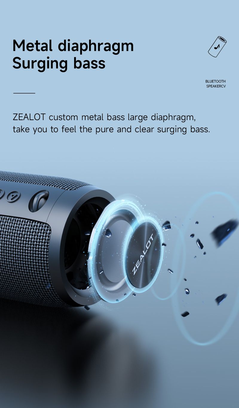 ZEALOT-S51Pro 40W High-power 3D Stereo Bass Bluetooth Speaker Portable IPX5 Waterproof Suitable TWS Boom Box_voghion.com