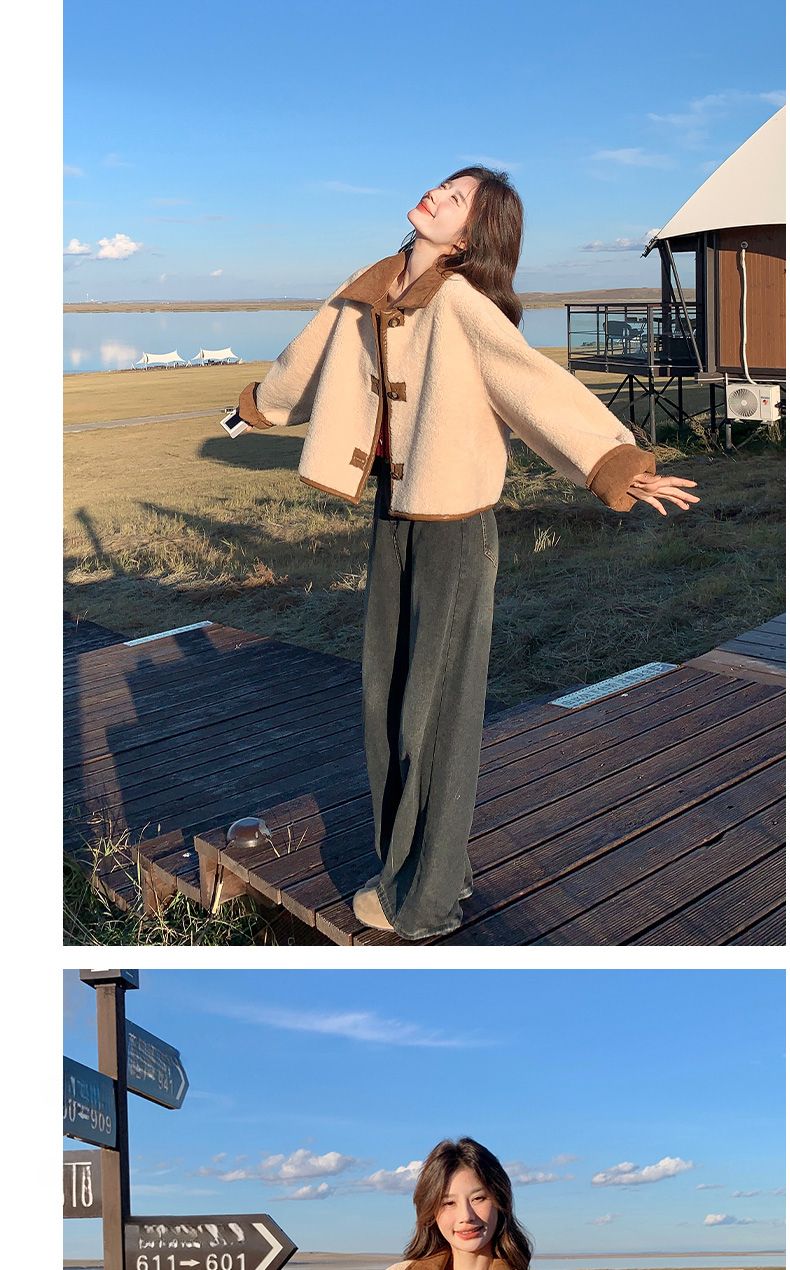 Reversible Sheepskin Coat Women, Spring And Autumn 2025 New Thickened Short Suede Jacket For Early Winter_voghion.com