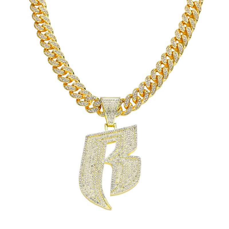 Hip hop stil fuld diamant bogstav B vedhæng halskæde Herre punk stil cubanske kæde tilbehør personlige smykker_voghion.com