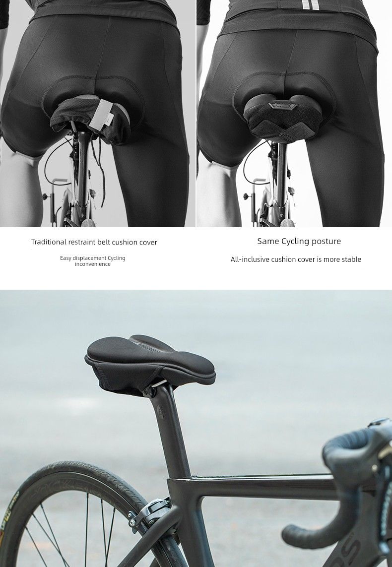 Rockbros Cykelkudde Mountainbikeöverdrag Rutigt Memory Foam Silikon Sadel Sleeve Mjuk Utrustning_voghion.com