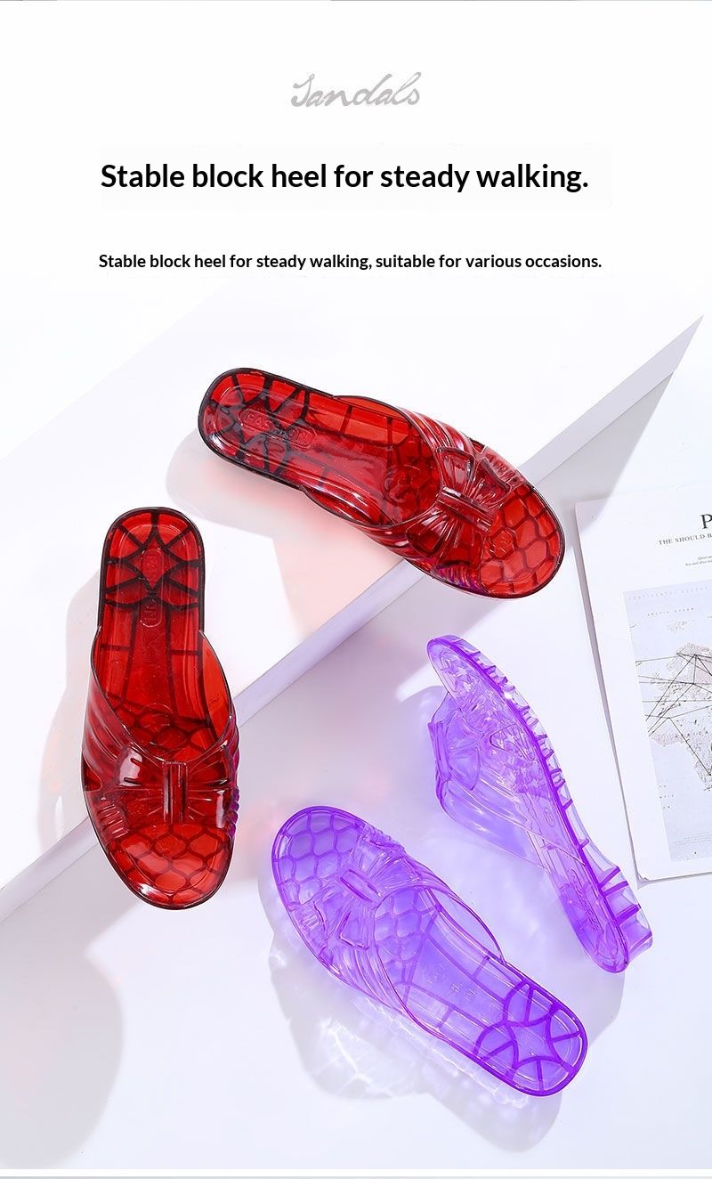 Voyage Mom's Old-Style Crystal Jelly antislippantoffels voor dames, zomer 2025, nieuwe antislip plastic pantoffels_voghion.com