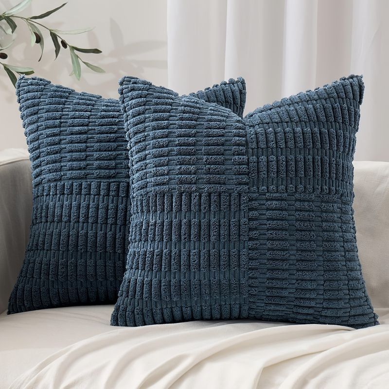 Set van 4 decoratieve corduroy kussenslopen, gestreepte kussenhoezen voor slaapbank woonkamer, zachte pluche kussenslopen, 40x40cm 45x45cm 50x50cm_voghion.com