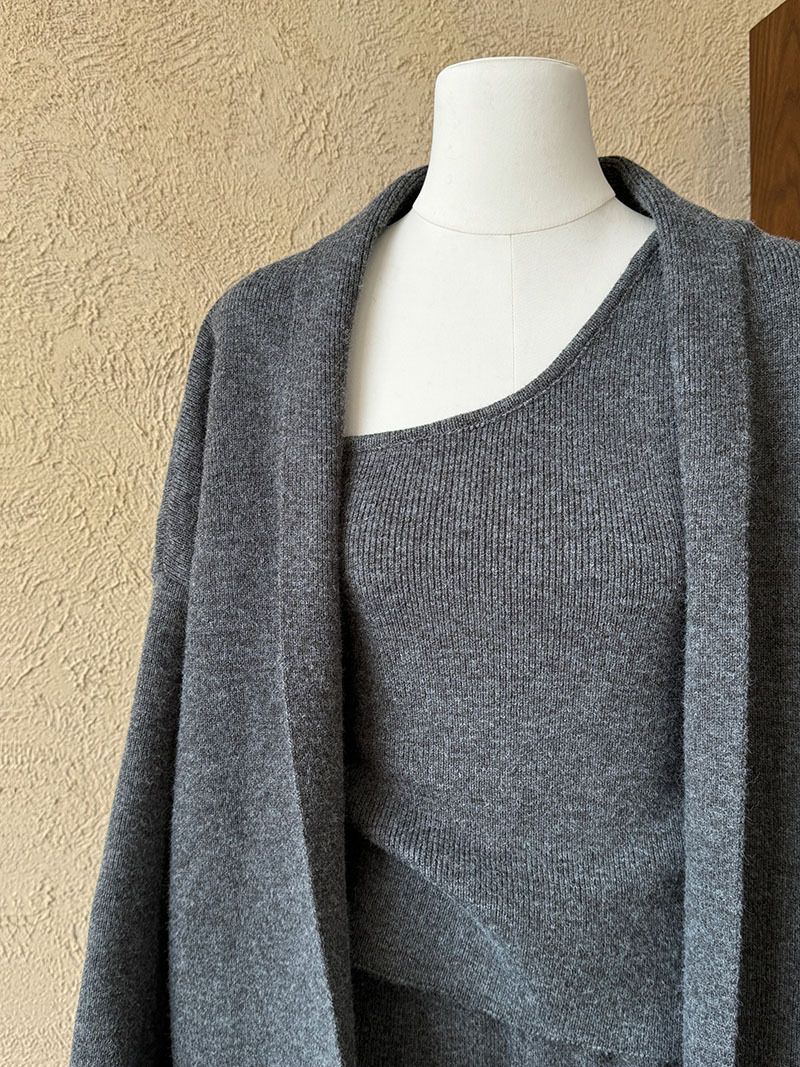 Women's Clothing simple high end women's autumn and winter new cardigan + vest + wide leg pants three piece set ss658_voghion.com