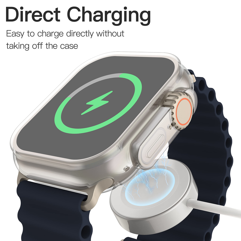 Urkasse til Apple Watch Ultra 49MM Series 8 7 SE 6 5 4 3 2 45MM 41MM 44MM 40MM Gennemsigtigt cover Apple Watch Skærmbeskytter_voghion.com