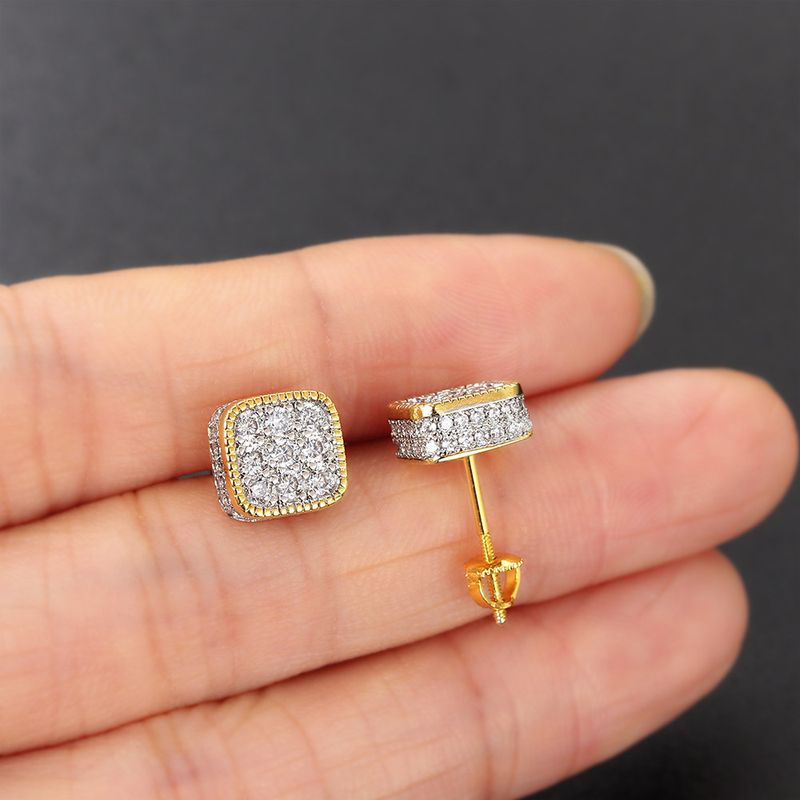 Vendita calda street square hip-hop con micro intarsi in zircone pieno di diamanti separazione del colore filo galvanico_voghion.com