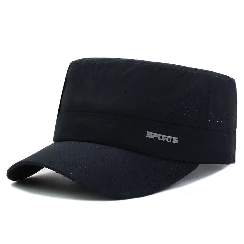 Cappelli da uomo, berretto piatto, primavera ed estate, ad asciugatura rapida, completamente perforato, cappello da uomo, cappello da sole tinta unita per giovani, per il tempo libero, per lo shopping, berretto militare_voghion.com