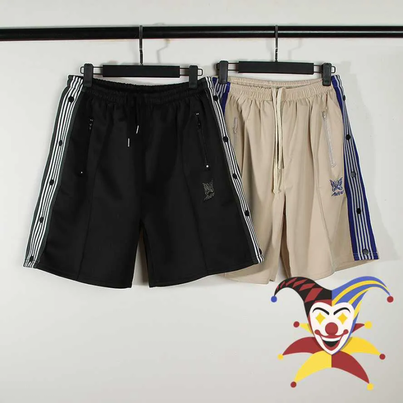 Men's New AWGE Men Women Embroidered Butterfly Needles Shorts Button Stripe Track Breeches T221129_voghion.com