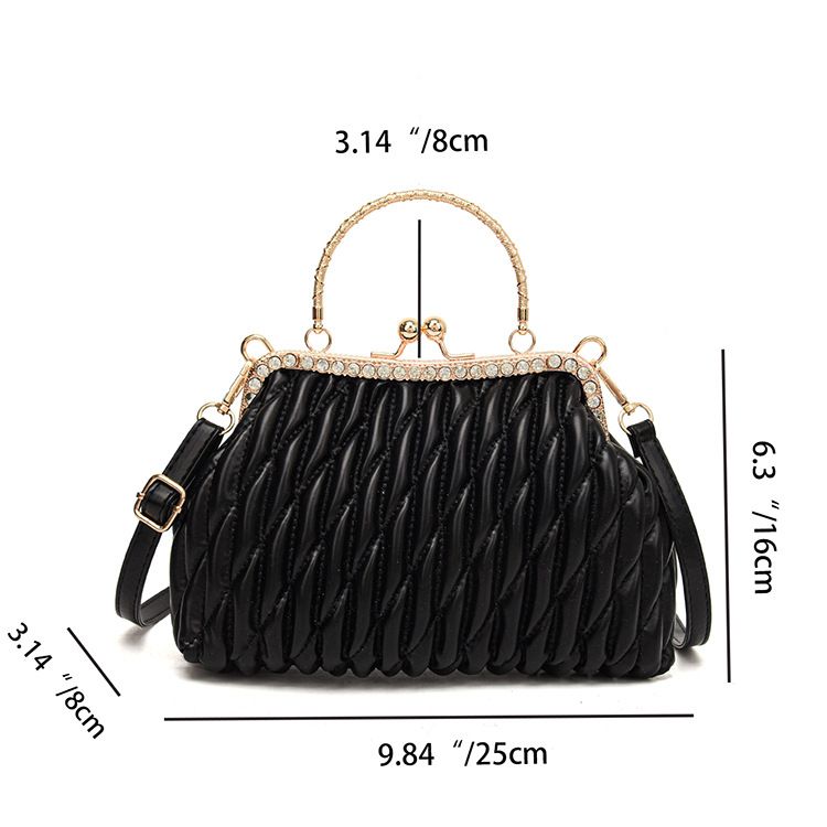 Borsa a tracolla con tracolla a catena quadrata piccola portatile minimalista urbana 2024 da donna con bocca antirughe_voghion.com