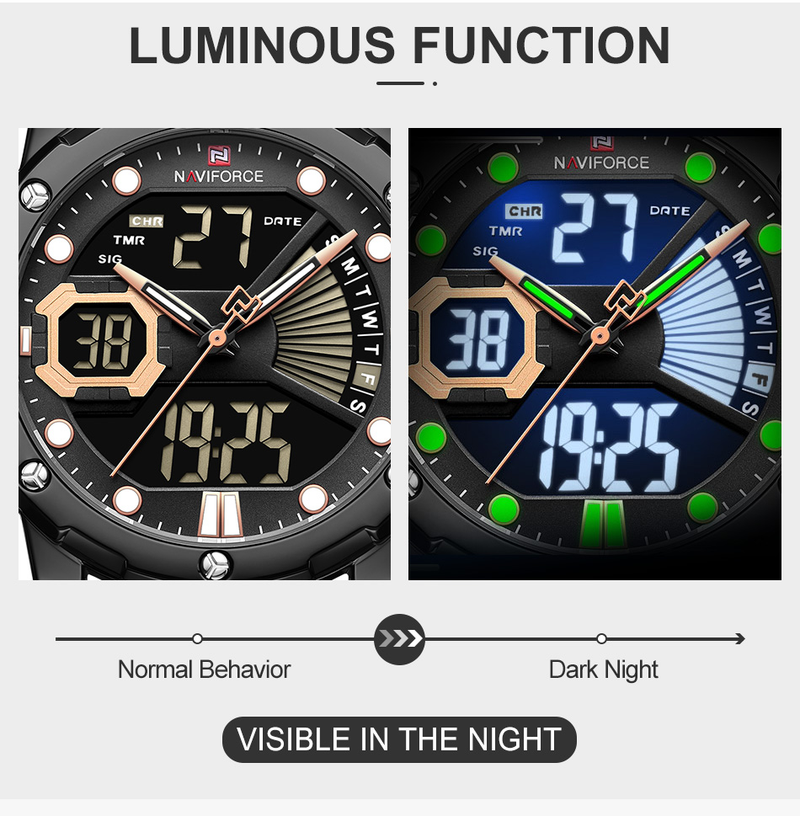 Miesten kello urheilurannekello LED analoginen digitaalinen kvartsi miesten kello vedenpitävä_voghion.com
