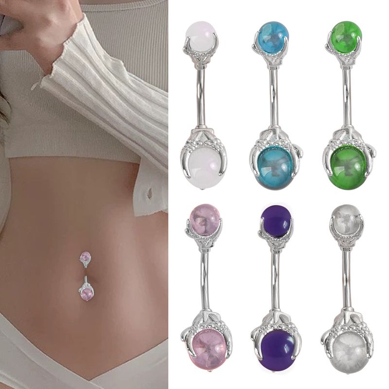 New European And American Trend Ghost Claw Natural Stone Amethyst Ring Navel Stud Product Wholesale_voghion.com