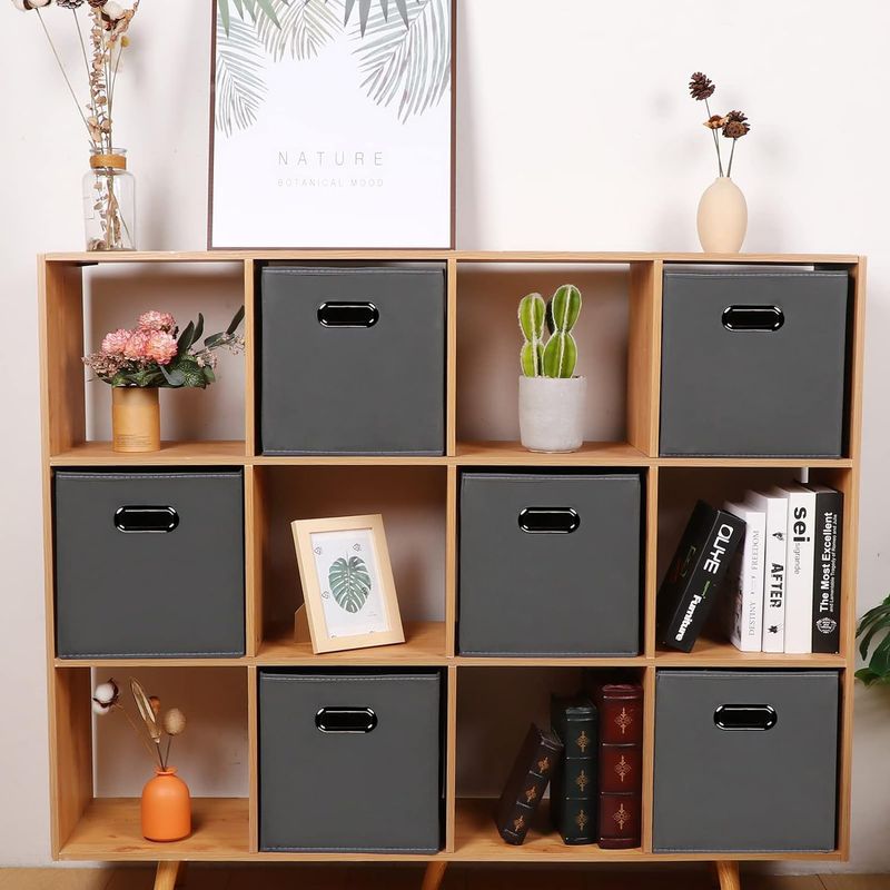 Contenitore portaoggetti pieghevole in tessuto con manici - Scatola organizer quadrata per cassetti dell'armadio e casa (multiuso, salvaspazio, antipolvere, grande capacità)_voghion.com