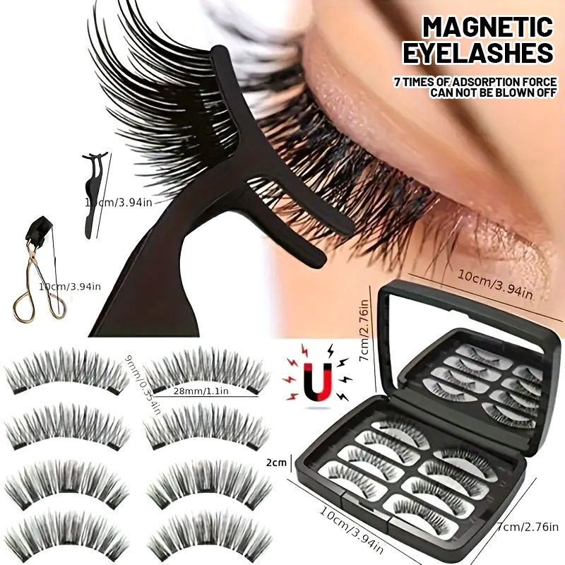 5-Piece Magnetic Eyelash Kit With Applicator - Reusable & Easy To Apply (Strong Hold, No Glue Needed, Perfect For Beginners & Professionals)_voghion.com