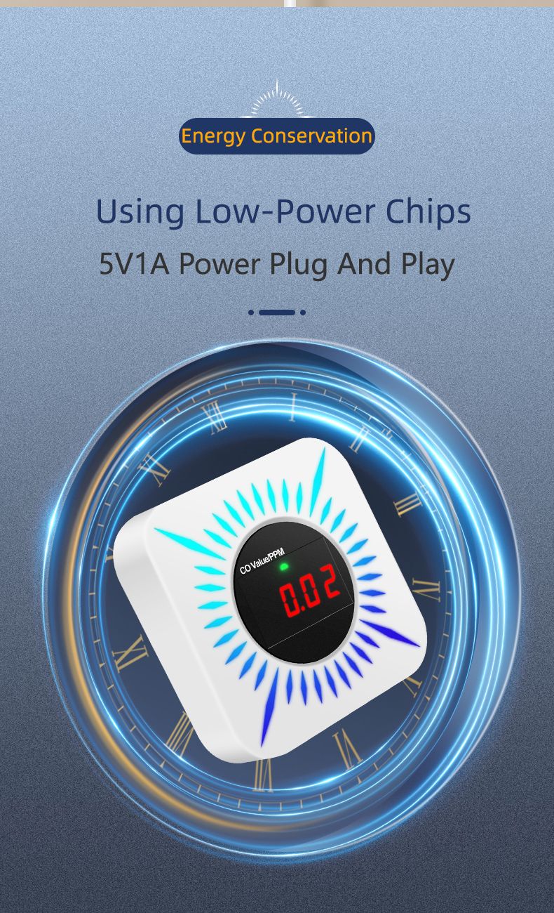 Détecteur de monoxyde de carbone intelligent Tua avec automatisation pour contrôle sans fil et alarme multifonctionnelle 80DB Home_voghion.com