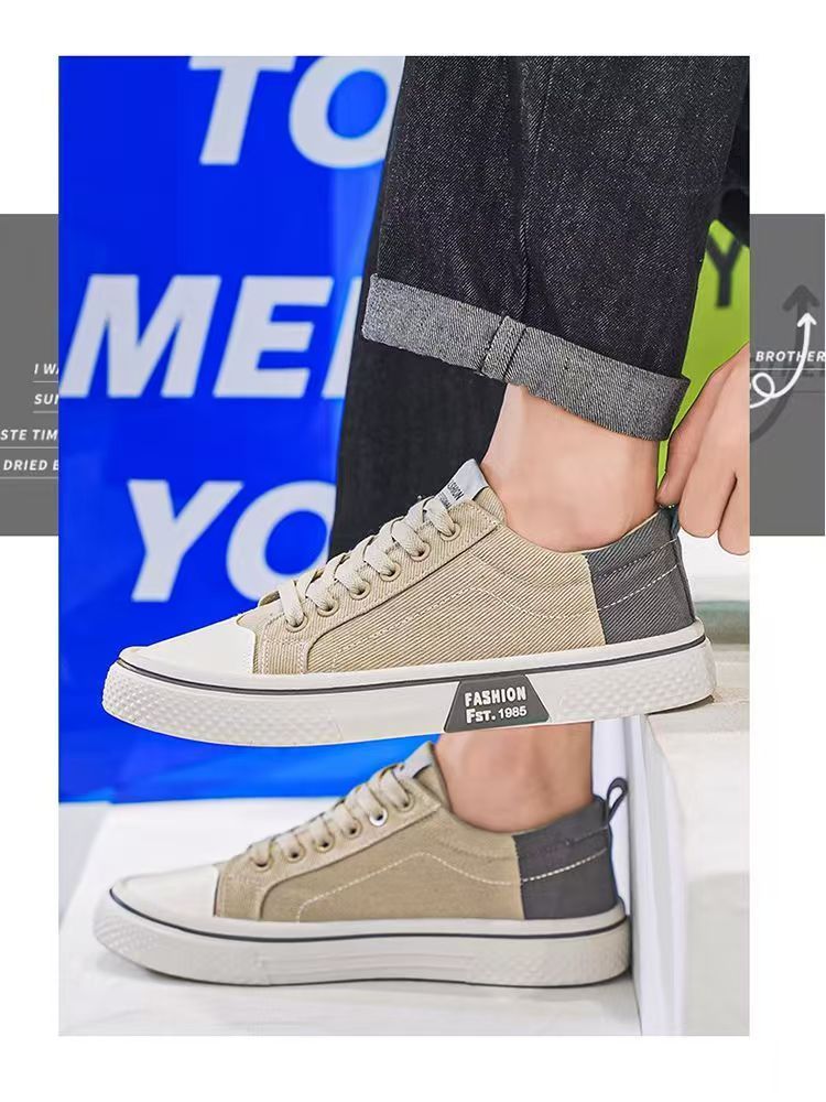 Men's Classic Canvas Sneakers For Summer - Breathable, Slip-Resistant, Durable & Versatile Casual Shoes With Round Toe And Low-Top Design_voghion.com