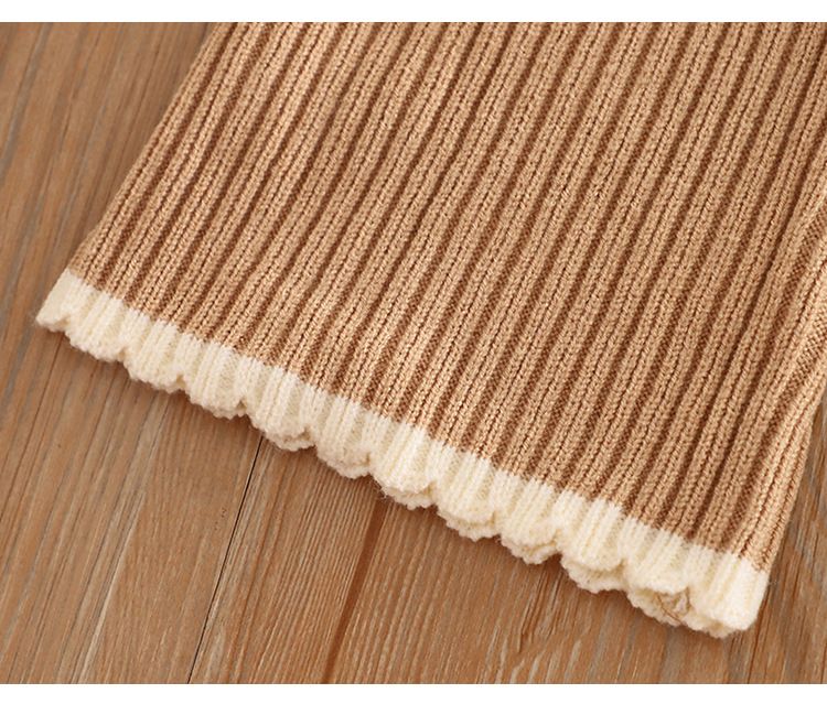 Set aus Strickpullover und Schlaghose für Mädchen – Weiche Polyestermischung, Langarmoberteil + dehnbare Jogginghose mit Schlaghose, 3–8 Jahre (100–140 cm)_voghion.com