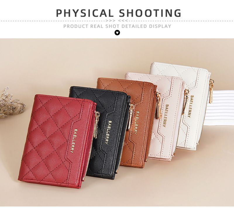 Women's Wallet, Warm-colored Short Snap Zipper Coin Purse, Card Holder, Wallet, High-end Fashion, Classic and Practical Wallet.baellerry _voghion.com