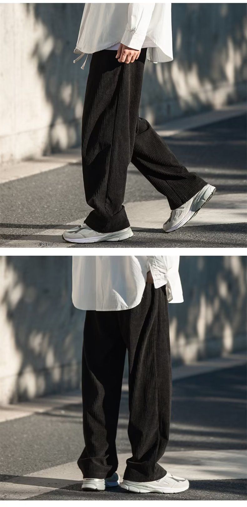 Moška oblačila, težka vrvica, elastičen pas, rahlo raztegljive žametne hlače za prosti čas, ravne, ohlapne, ležerne, visokokakovostne hlače iz drapiranega materiala_voghion.com