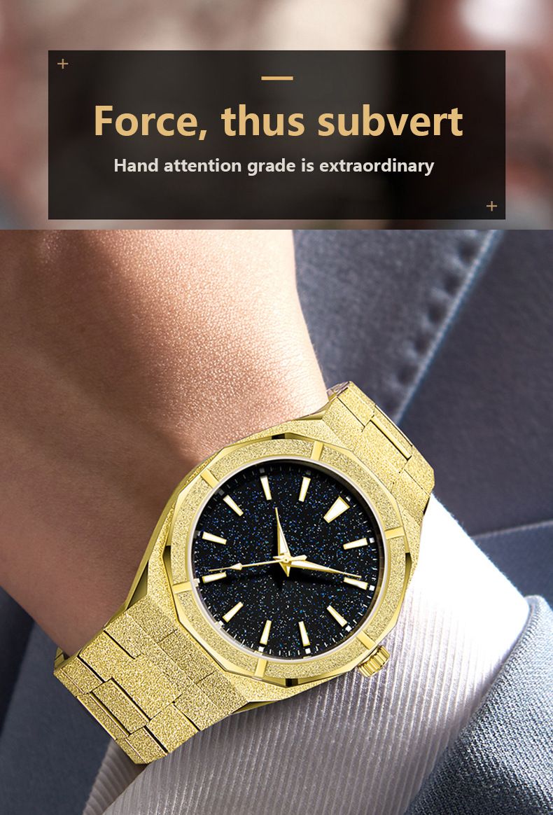 Herren Business Quarzuhr mit Edelstahlarmband, Leuchtzeigern, wasserdicht (30 m), japanischem Uhrwerk – Silber, Gold_voghion.com