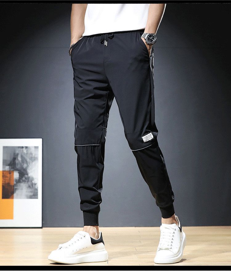Sommerliche und trendige Freizeitleggings für Herren, elastische Taille, vielseitige, trendige Slim-Fit-Sporthose mit kleinem Bein_voghion.com