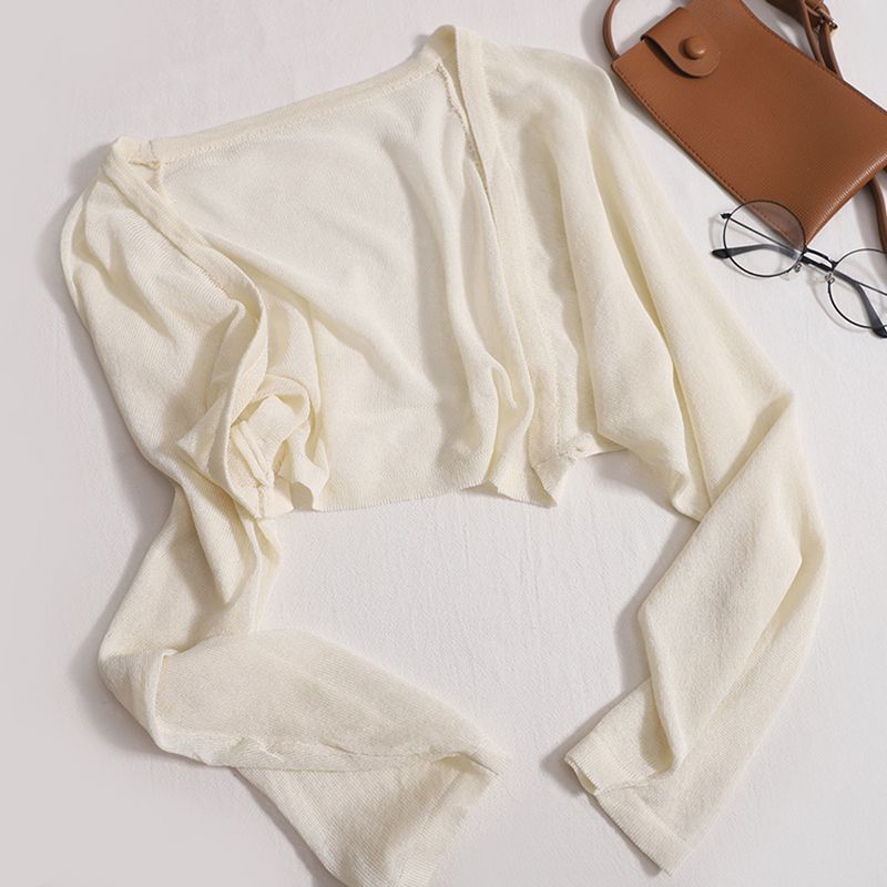 hot selling Women's Summer Korean Version Casual Fashion Gentle Versatile Knitted Long Sleeves Sun Protection Cardigan Tops_voghion.com