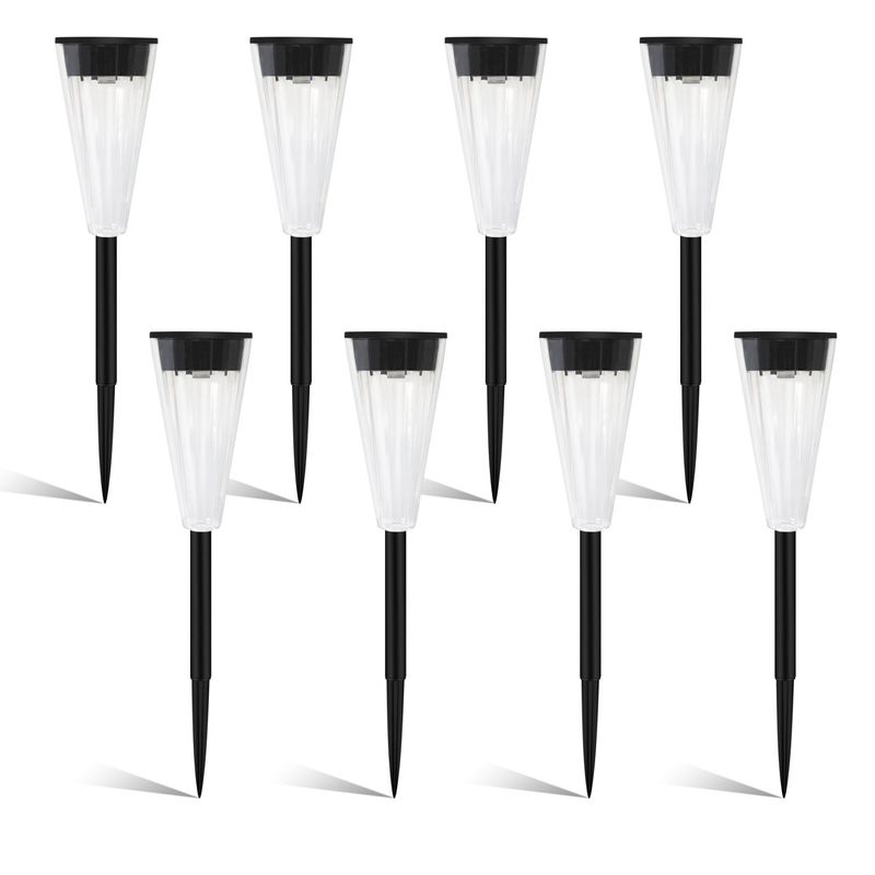 Lampes solaires LED d'extérieur – 10 W, éclairage décoratif blanc pour allée, cour, pelouse et terrasse (ABS, étanche IP65, intensité variable, stock UE)_voghion.com