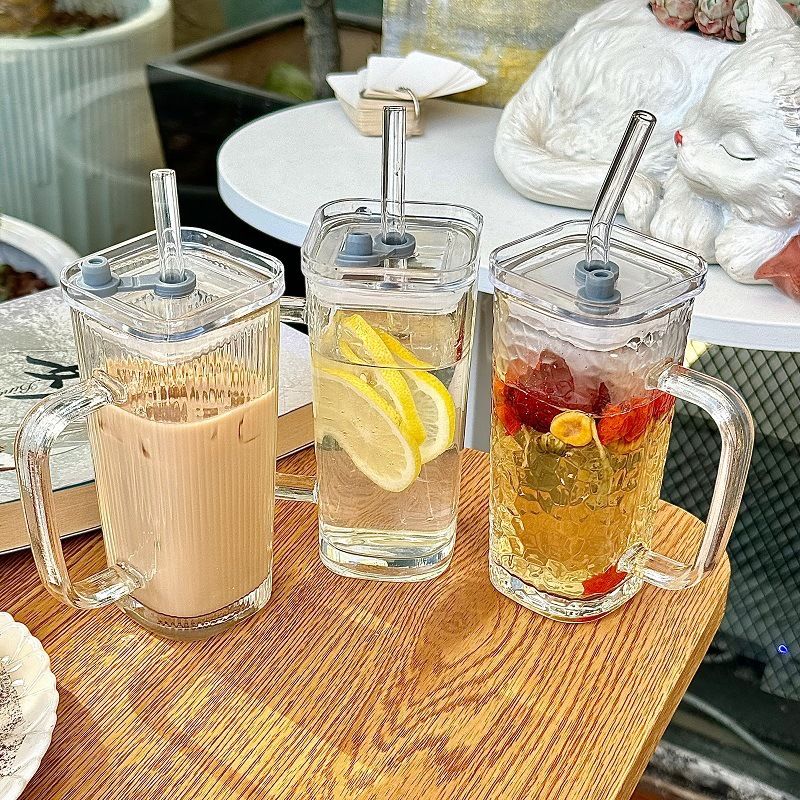 Tazza d'acqua in vetro trasparente stile Ins per le donne in estate_voghion.com
