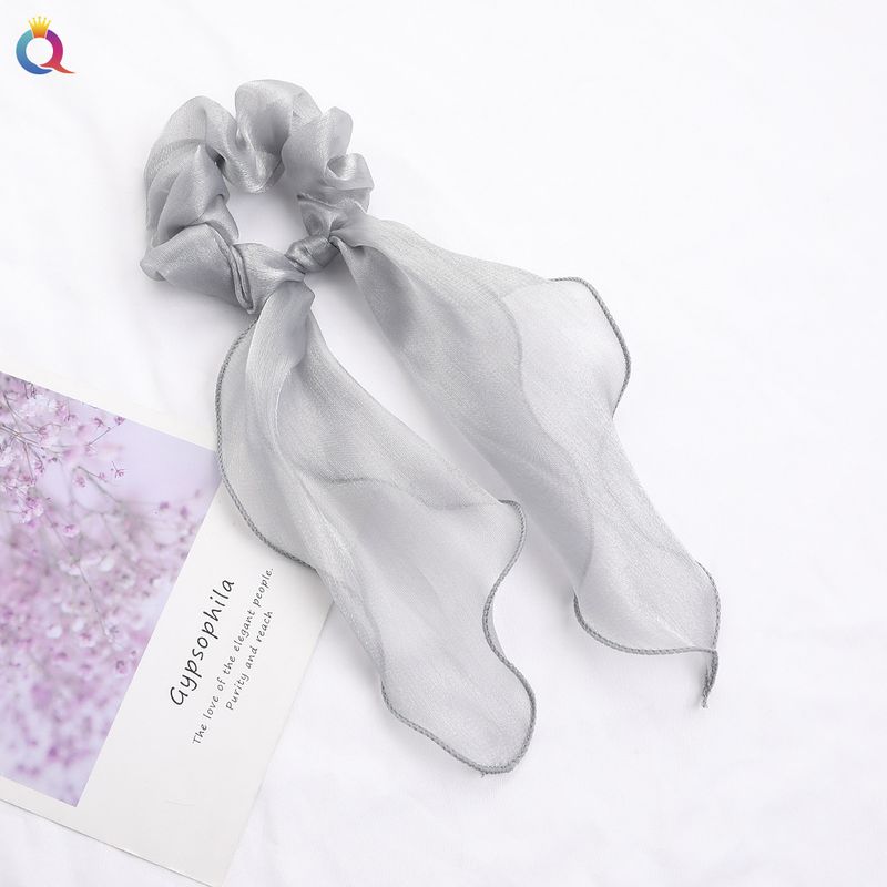 Elástico de cabelo com fita de cetim - Acessórios de cabelo com laço elegante para mulheres (cor sólida, ajustável, antiderrapante)_voghion.com
