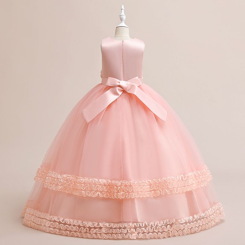 Mère et enfants nouvelle arrivée robe pour enfants robe longue fille de fleur jupe en maille de mariage défilé pour enfants européens et américains robe de soirée piano_voghion.com