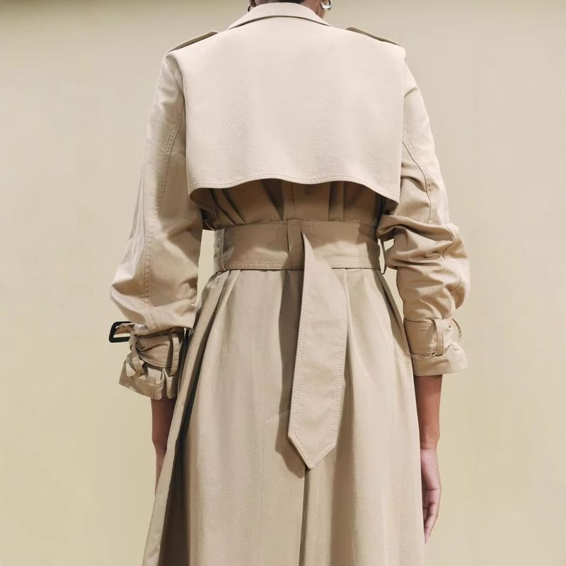 Jachetă nouă pentru femei, la modă, cu cataramă dublă, cu curea, stil clasic, rezistentă la vânt, W 69022_voghion.com