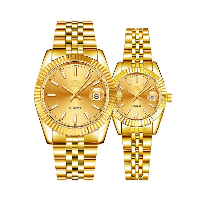 Unisex vandtætte parure Kalender Display Quartz Movement Rustfrit Stål Sports Ur Sæt_voghion.com