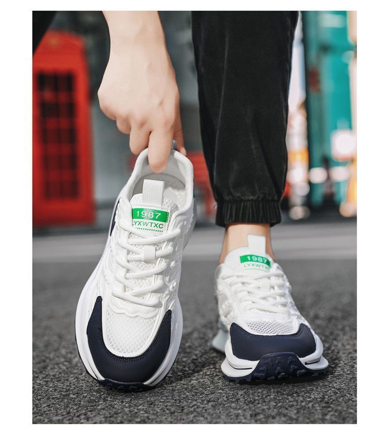Summer New Multifunctional Thick Bottom Sports Leisure Running Dad Breathable Mesh Men's Small White Shoes_voghion.com