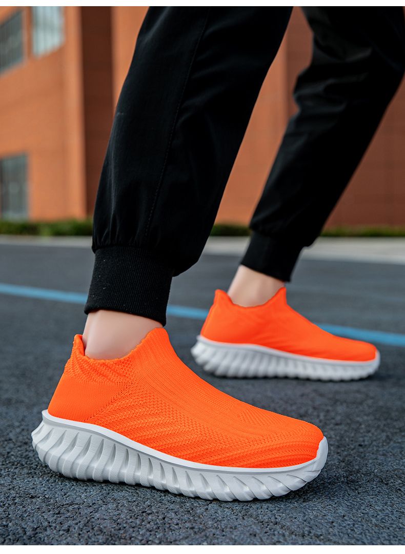 Green Platform Knit Sneakers Men Women Trainers Breathable Socks Men's Running Shoes Comfortable Slip-on Women's Sports Shoes_voghion.com