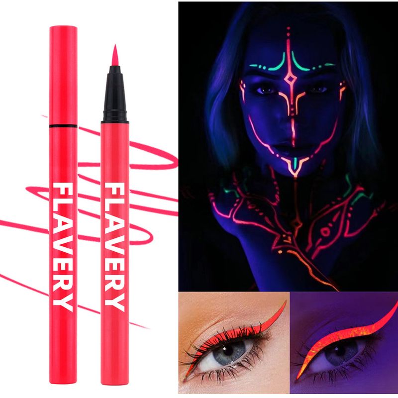 Nieuwe fluorescerende kleurrijke UV-eyeliner, waterdicht, zweetbestendig en langdurig houdende gezichtsverfpen_voghion.com