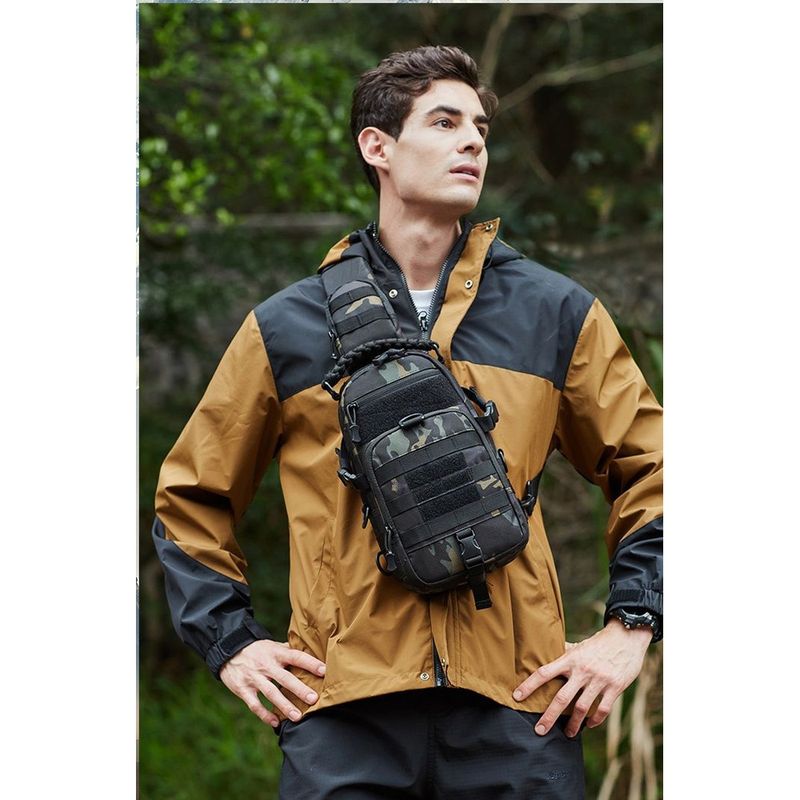 Bolsa de pecho táctica multifuncional para exteriores, mochila individual para hombre con diseño de camuflaje cruzado en diagonal, para deportes, viajes y senderismo._voghion.com