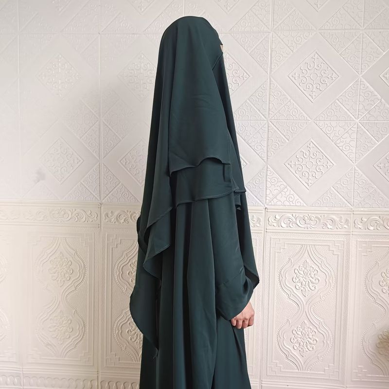 Vestido de dos piezas con hiyab, holgado, con mangas murciélago y color liso para mujer de Dubái, P105_voghion.com