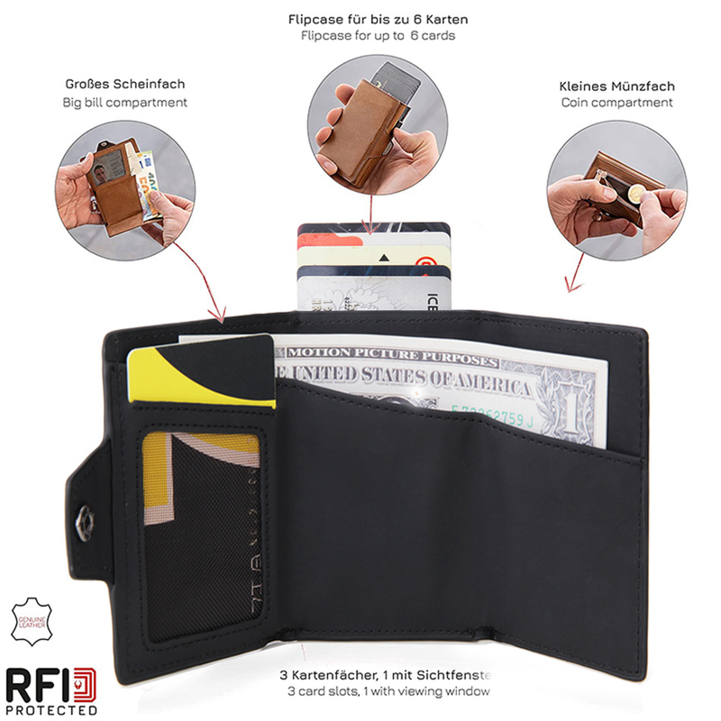 Meeste kotid RFID vargusvastane meeste multifunktsionaalne automaatne hüpikkaardikarp mitme kaardipesaga meeste rahakotile uue kaardihoidja jaoks_voghion.com