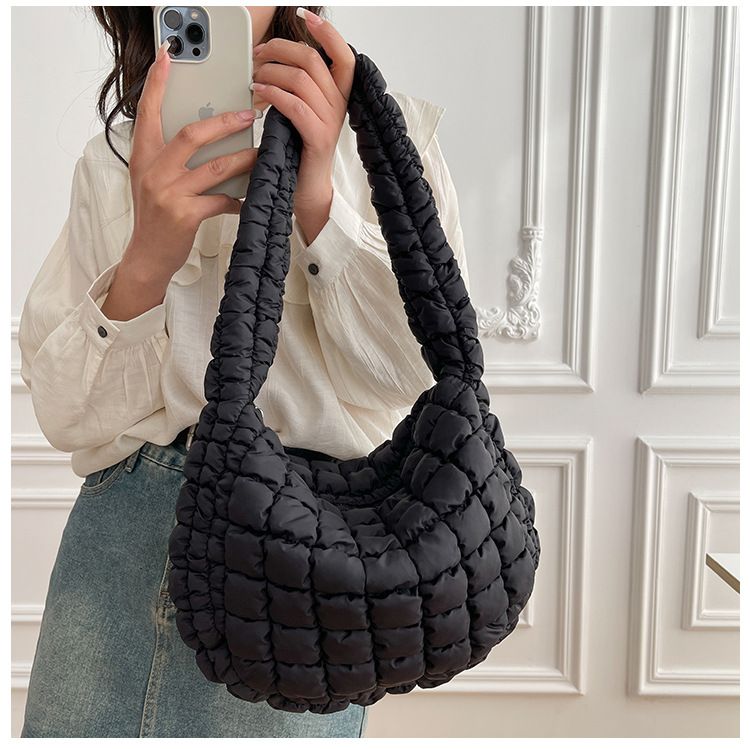 Borsa a tracolla elegante da donna con design antirughe, tessuto Oxford leggero, chiusura con cerniera, dimensioni medie per l'uso quotidiano, borsa Macaron Cloud_voghion.com