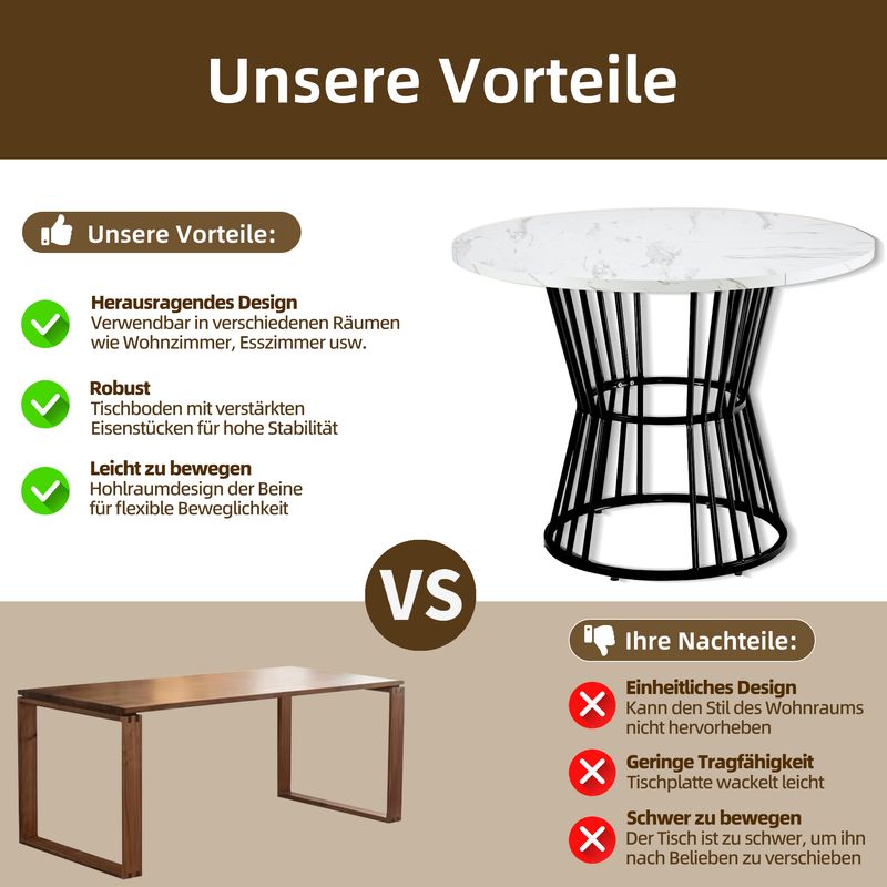 Set 5-teiliges Esstisch, Ronder Tisch (Ø100 Cm) Mit Schwarzen Beinen, Weiße Platte, 4 Grüne Samtstühle_voghion.com