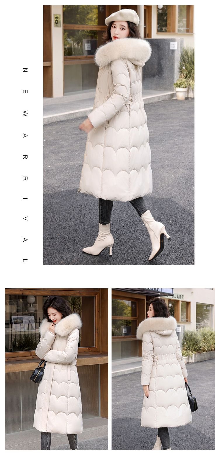 Cappotto lungo imbottito da donna con cappuccio di pelliccia staccabile, parka invernale oversize, giacca calda a trapezio per uno stile casual (disponibile in beige, kaki)_voghion.com