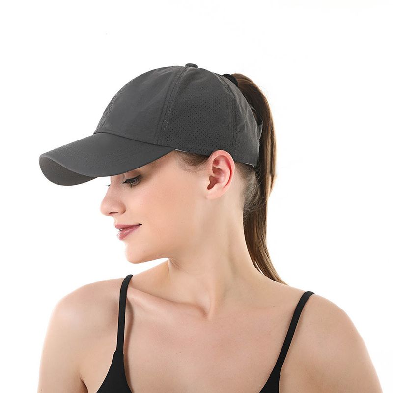 Summer Solid Color Baseball Cap Women's Athleisure Cross Ponytail Hat Mesh Quick-Drying Cap Visor Hat_voghion.com