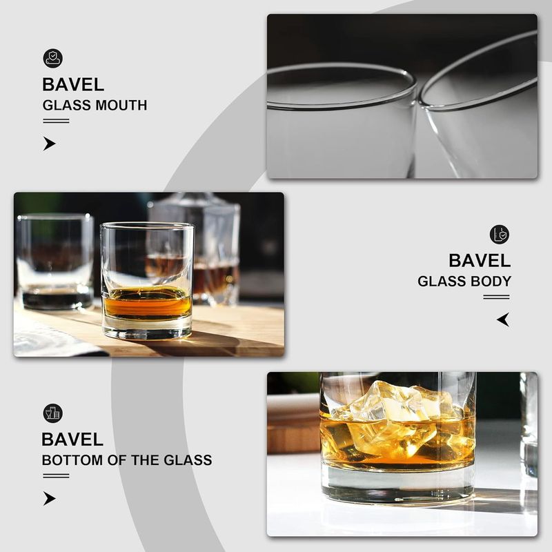 Conjunto de 2 copos de uísque vintage - Copo clássico para uísque escocês e bourbon para puro ou com gelo (base pesada de 10 oz, cristal sem chumbo, para uso doméstico)_voghion.com