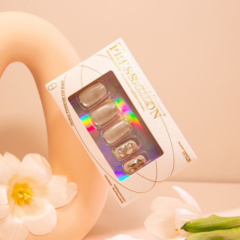 Confezione da 30 smalti per unghie color nudo, tinta unita, diamanti champagne, smalto scintillante esplosivo_voghion.com